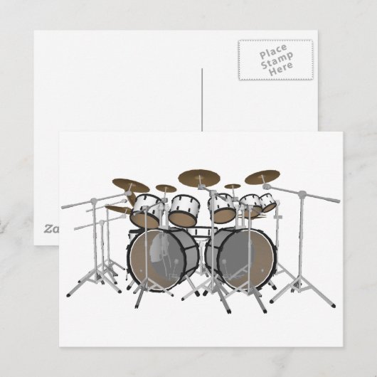 Drums: White drumkit: 3D-model: Briefkaart (Voorkant / Achterkant)