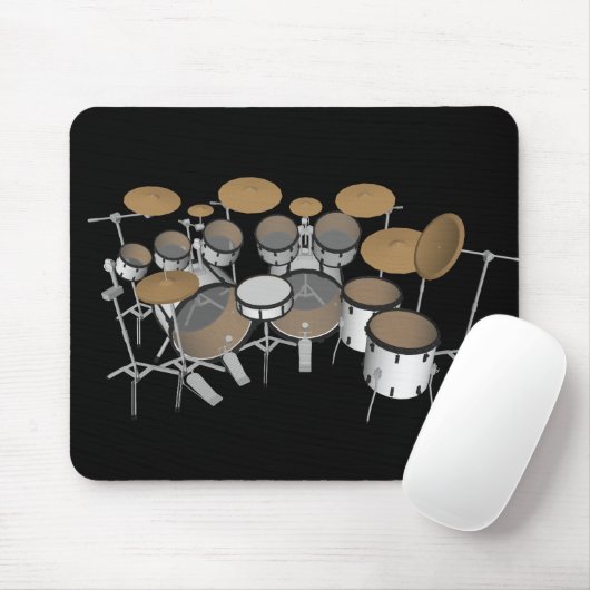 Drums: White drumkit: 3D-model: Mousepad Muismat (Met muis)