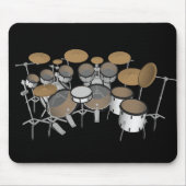 Drums: White drumkit: 3D-model: Mousepad Muismat (Voorkant)