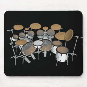 Drums: White drumkit: 3D-model: Mousepad Muismat