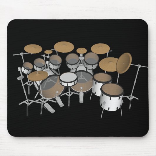 Drums: White drumkit: 3D-model: Mousepad Muismat (Voorkant)