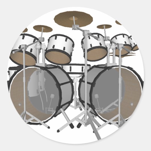 Drums: White drumkit: 3D model: Ronde Sticker (Voorkant)