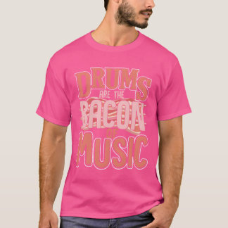 Drums zijn het spek van de retro muziek t-shirt