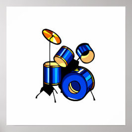 Drumset afbeelding voor grafische blauwe versieval poster