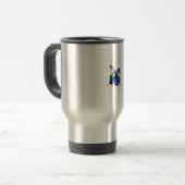 Drumset afbeelding voor grafische blauwe versieval reisbeker (Voorkant links)