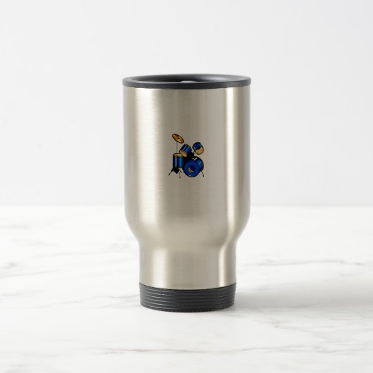 Drumset afbeelding voor grafische blauwe versieval reisbeker (Center)