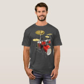 Drumset Design Music en Drums T-shirt (Voorkant volledig)