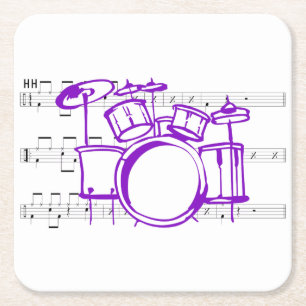 drumset en muziek kartonnen onderzetters