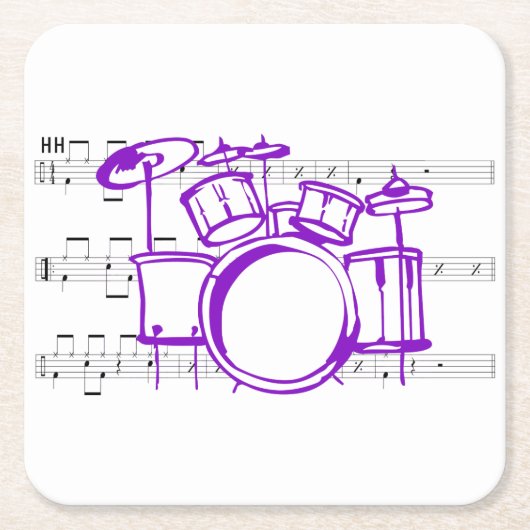 drumset en muziek kartonnen onderzetters (Voorkant)