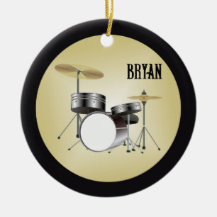 Drumset-gepersonaliseerde kerstversiering keramisch ornament