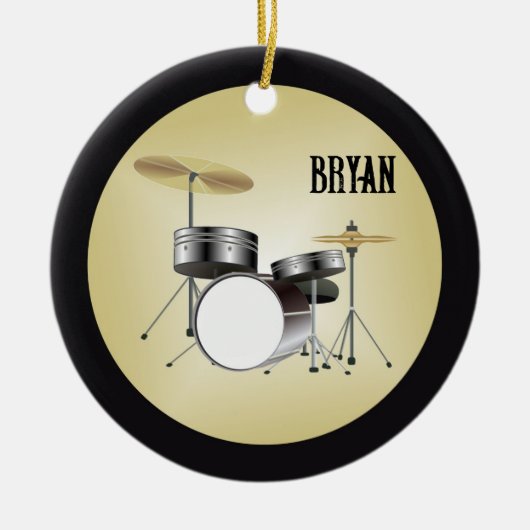 Drumset-gepersonaliseerde kerstversiering keramisch ornament (Voorkant)
