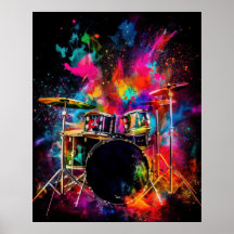 Drumset met explosieve kleuren