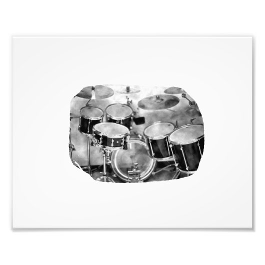 Drumset ontwerp voor zwarte en witte foto afdruk (Voorkant)