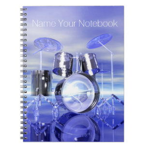 Drumset op de laptop voor elke muziek notitieboek