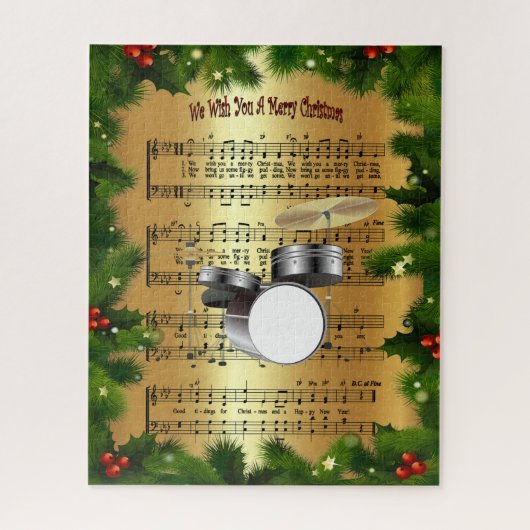 drumset ~ "We wensen u een prettige kerstdag" ~ Legpuzzel (Verticaal)