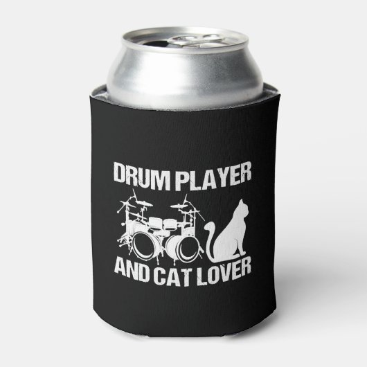 Drumspeler en kattenliefhebber drummen muzikant dr blikjeskoeler (Blikje Voorkant)