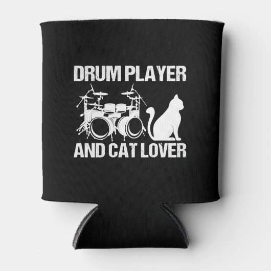 Drumspeler en kattenliefhebber drummen muzikant dr blikjeskoeler (Voorkant)