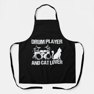 Drumspeler en kattenliefhebber Drummen Muzikant Dr Schort