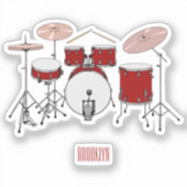 Drumstel cartoon illustratie sticker (Voorkant)