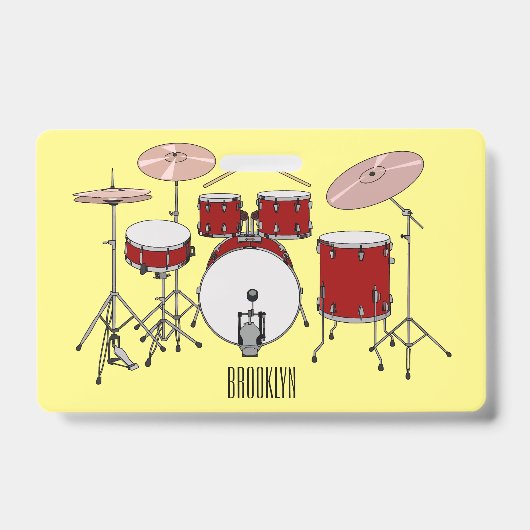 Drumstel cartoonillustratie badge (Voorzijde)