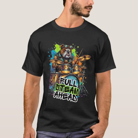 Drumstel-drummer - Volle kracht vooruit T-shirt (Voorkant)