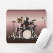 Drumstel en drummer aan het spelen muismat (Met muis)