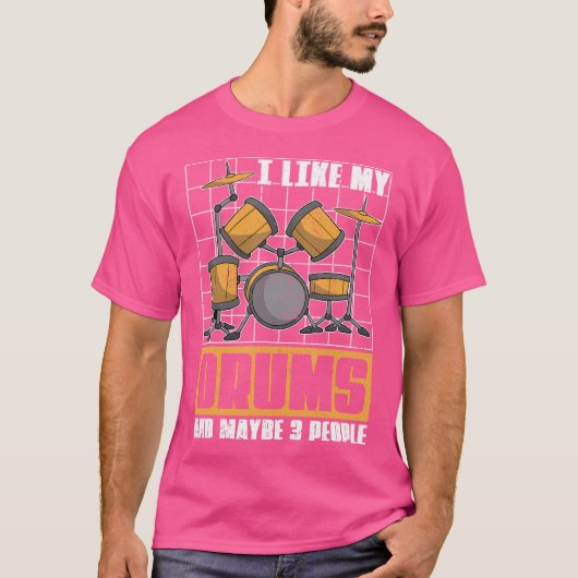 Drumstel Grappige Drummer Musical Instrument Percu T-shirt (Voorkant)