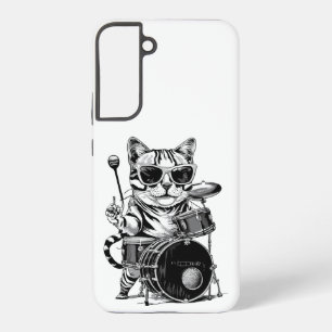 Drumstel katje kat speelt rock and roll Drum Muzie Samsung Galaxy Hoesje