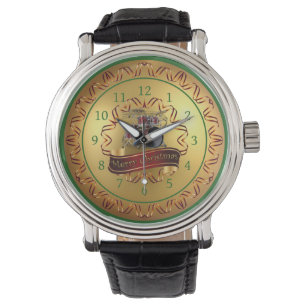 Drumstel ~ Muziekschriftrol ~ “Prettig kerstfeest” Horloge