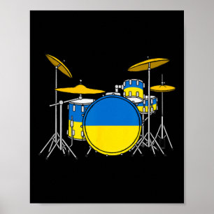 Drumstel Oekraïense Vlag Oekraïne Drummer Muzikant Poster