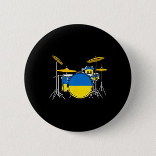 Drumstel Oekraïense Vlag Oekraïne Drummer Muzikant Ronde Button 5,7 Cm