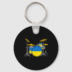 Drumstel Oekraïense Vlag Oekraïne Drummer Muzikant Sleutelhanger