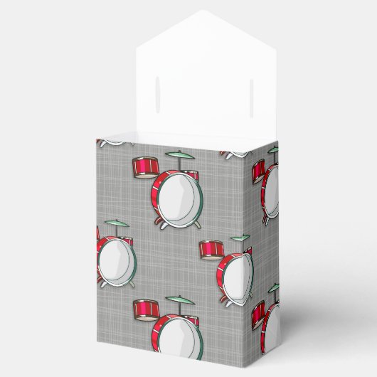 Drumstel; rode drums bedankdoosjes (Geopend)