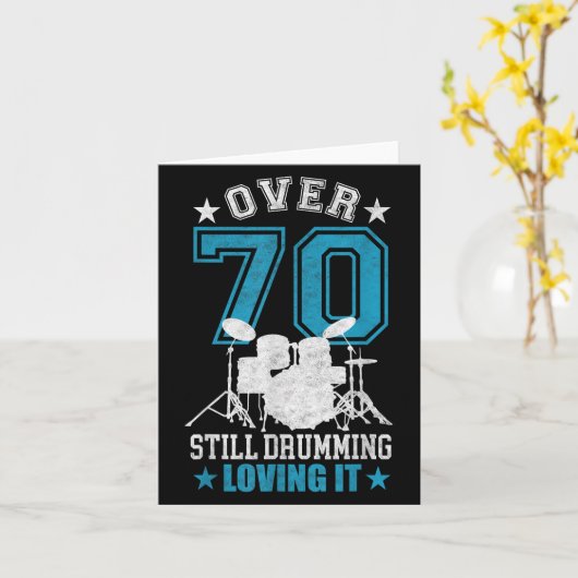 Drumstel set grappige 70 jaar oude drummer quotes kaart (Gele Bloem)