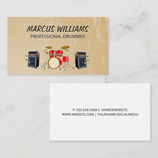 Drumstel | Speakers Visitekaartje (Voorkant / Achterkant)