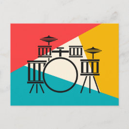 Drumstel Tri-kleur - Turquoise Koraal Goud Briefkaart