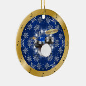 Drumstel ~ Zilver ~ Blauw ~ Goud ~ Kerstmis ~ Keramisch Ornament (Rechts)