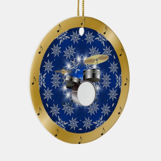 Drumstel ~ Zilver ~ Blauw ~ Goud ~ Kerstmis ~ Keramisch Ornament (Rechts)