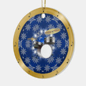 Drumstel ~ Zilver ~ Blauw ~ Goud ~ Kerstmis ~ Keramisch Ornament (Links)