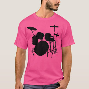 Drumstelontwerp met bekkens, kleine trom, bass dru t-shirt