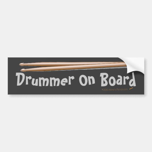 Drumsticks Drummer aan boord Bumpersticker (Voorkant)