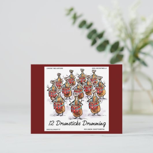Drumsticks Drumming Rick London Funny Briefkaart (Staand voorkant)