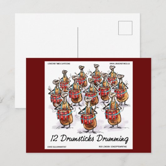 Drumsticks Drumming Rick London Funny Briefkaart (Voorkant / Achterkant)