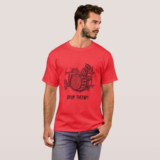 Drumtherapie slogan drumkit rock band grunge t-shirt (Voorkant volledig)