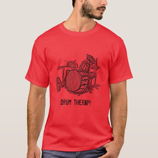 Drumtherapie slogan drumkit rock band grunge t-shirt (Voorkant)