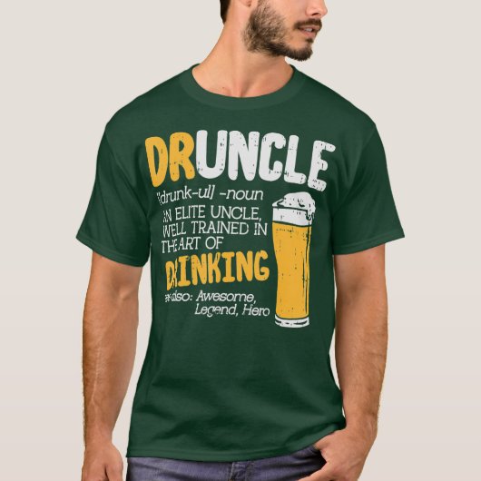 Druncle Dictionary Funny Drink Elite oom T-shirt (Voorkant)