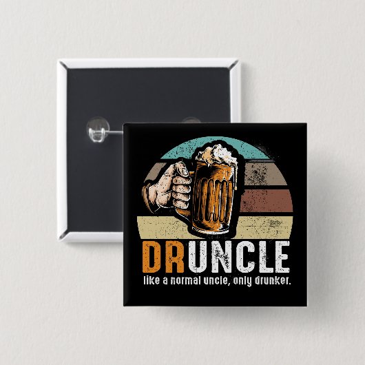 Druncle Funny Beer Lover Vierkante Button 5,1 Cm (Voorkant /achterkant)