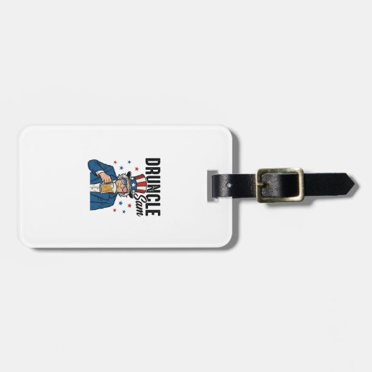 Druncle Sam Grappig Patriottisch Bier Vector Desig Bagagelabel (Voorkant horizontaal)