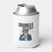 Druncle Sam Grappig Patriottisch Bier Vector Desig Blikjeskoeler (Blikje Voorkant)