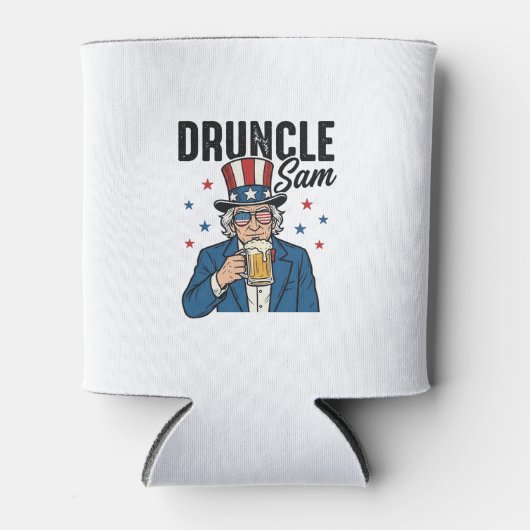 Druncle Sam Grappig Patriottisch Bier Vector Desig Blikjeskoeler (Voorkant)